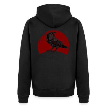 Rabe, Rabe Schädel, ästhetisch, - Unisex Premium Bio Zip Hoodie - Schwarz - Hinten - Nico (187cm)