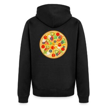Pizza - Unisex Premium Bio Zip Hoodie - Schwarz - Hinten - Nico (187cm)