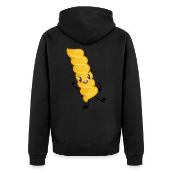 Nudeln Pasta Küche - Unisex Premium Bio Zip Hoodie - Schwarz - Hinten - Nico (187cm)