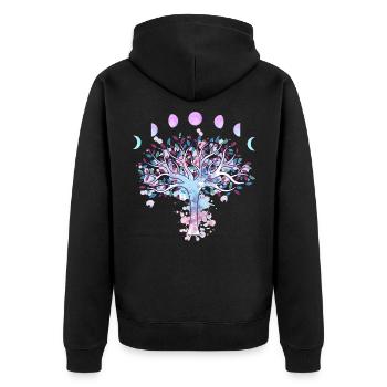 Les phases de lune Retro 60's 70's Arbre de vie vibe - Veste à capuche bio Premium Unisexe - noir - Dos - Nico (187cm)