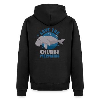La laque, l’eau de mer, le dugong, - Veste à capuche bio Premium Unisexe - noir - Dos - Nico (187cm)