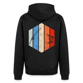 fischfang geschenk fisch fischer fisch retro - Unisex Premium Bio Zip Hoodie - Schwarz - Hinten - Nico (187cm)