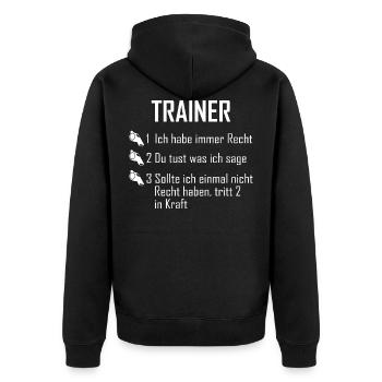 Trainer - Unisex Premium Bio Zip Hoodie - Schwarz - Hinten - Nico (187cm)