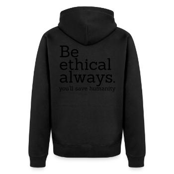 Humanité éthique - Veste à capuche bio Premium Unisexe - noir - Dos - Nico (187cm)