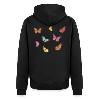 Butterfly - Unisex Premium Organic Zip Hoodie - black - Back - Nico (187cm)