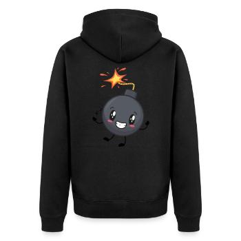 Bombe Musik - Unisex Premium Bio Zip Hoodie - Schwarz - Hinten - Nico (187cm)