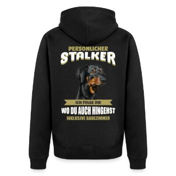 Deutscher Pinscher Geschenkidee - Pinscher - Unisex Premium Bio Zip Hoodie - Schwarz - Hinten - Nico (187cm)