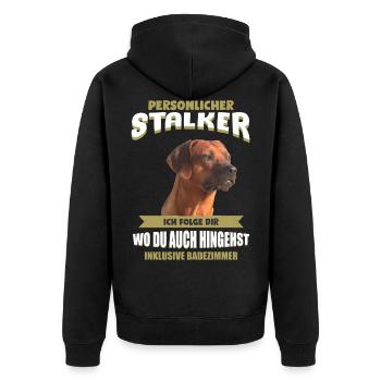Rhodesian Ridgeback - Rhodesian Ridgeback Hund - Unisex Premium Bio Zip Hoodie - Schwarz - Hinten - Nico (187cm)
