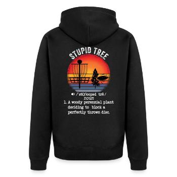 Stupid Tree Disc Golf Gift Frisbee Vintage - Unisex Premium Organic Zip Hoodie - black - Back - Nico (187cm)