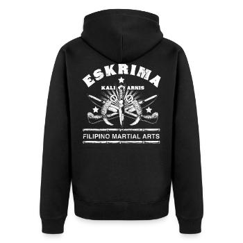 Eskrima Kali Arnis Filipino MArtial Arts Design - Unisex Premium Bio Zip Hoodie - Schwarz - Hinten - Nico (187cm)