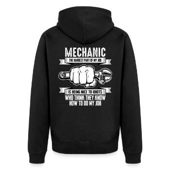 Mechanic Funny Gift Workshop Spurch - Unisex Premium Organic Zip Hoodie - black - Back - Nico (187cm)