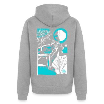 Master - Unisex Premium Bio Zip Hoodie - Grau meliert - Hinten - Nico (187cm)