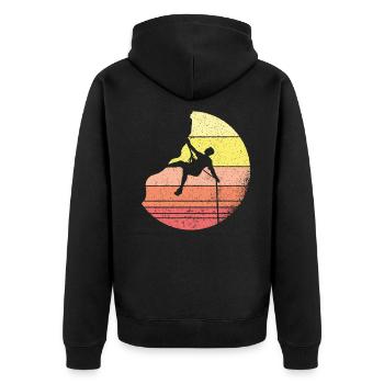 Rock Climbing in Vintage Retro Boulder Climber - Unisex Premium Organic Zip Hoodie - black - Back - Nico (187cm)