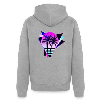 Aesthetic Vaporwave Vintage. retrowave-triangle - Veste à capuche bio Premium Unisexe - gris chiné - Dos - Nico (187cm)