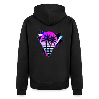 Aesthetic Vaporwave Vintage. retrowave-triangle - Unisex Premium Bio Zip Hoodie - Schwarz - Hinten - Nico (187cm)