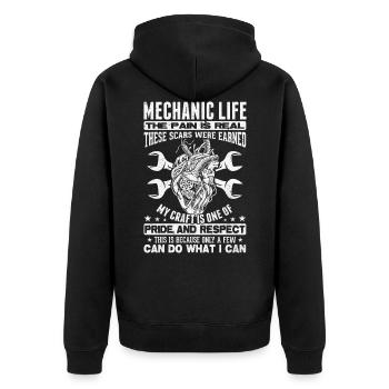 Mechanic Gift Workshop Car Mechanic - Unisex Premium Organic Zip Hoodie - black - Back - Nico (187cm)