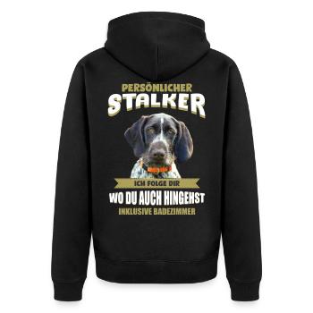 Deutsch Drahthaar - Deutsch Drahthaar Hund - Unisex Premium Bio Zip Hoodie - Schwarz - Hinten - Nico (187cm)