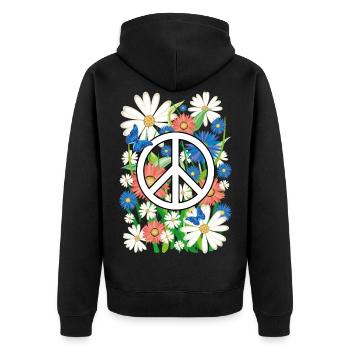03 Flower Power Peace Flower Butterflies - Unisex Premium Organic Zip Hoodie - black - Back - Nico (187cm)
