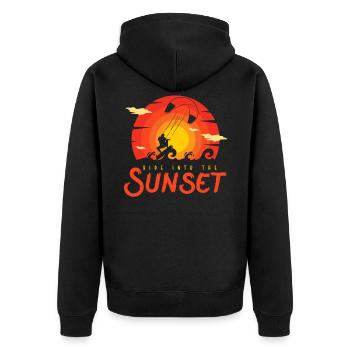 Kitesurfing, Kitesurfing Kitesurfen, Kite, - Unisex Premium Bio Zip Hoodie - Schwarz - Hinten - Nico (187cm)