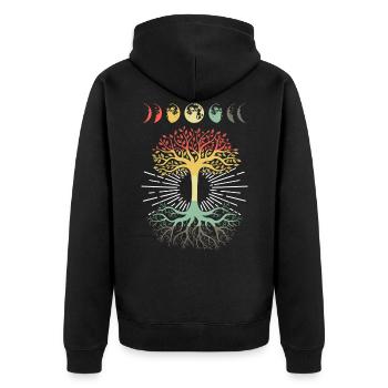 Phases of the Moon Retro 60's Vibe Tree of - Veste à capuche bio Premium Unisexe - noir - Dos - Nico (187cm)