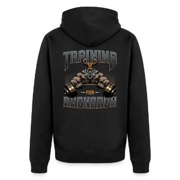 Wikinger, Wikinger Odin, Thor, - Unisex Premium Bio Zip Hoodie - Schwarz - Hinten - Nico (187cm)