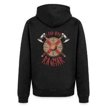 Wikinger, Wikinger Odin, Nordisch, - Unisex Premium Bio Zip Hoodie - Schwarz - Hinten - Nico (187cm)