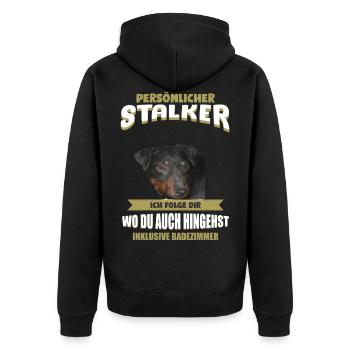 Deutscher Jagdterrier - Jagdterrier - Unisex Premium Bio Zip Hoodie - Schwarz - Hinten - Nico (187cm)