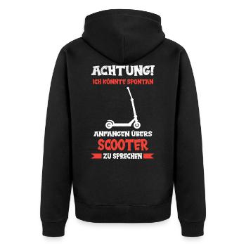 Scooter Stunt Scooter Tretroller Roller E-Scooter - Unisex Premium Bio Zip Hoodie - Schwarz - Hinten - Nico (187cm)
