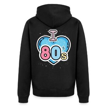 Women's I Love The 80's Disco 80s Costumes - Unisex Premium Organic Zip Hoodie - black - Back - Nico (187cm)