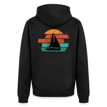 Segeln Segelboot Boot Kapitän Segelschiff Meer See - Unisex Premium Bio Zip Hoodie - Schwarz - Hinten - Nico (187cm)