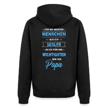 Segeln Segelboot Kapitän Segelschiff Papa Vater - Unisex Premium Bio Zip Hoodie - Schwarz - Hinten - Nico (187cm)