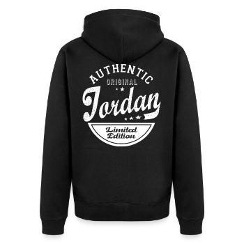 jordan prénom cadeau personnalisé homme jordan - Veste à capuche bio Premium Unisexe - noir - Dos - Nico (187cm)
