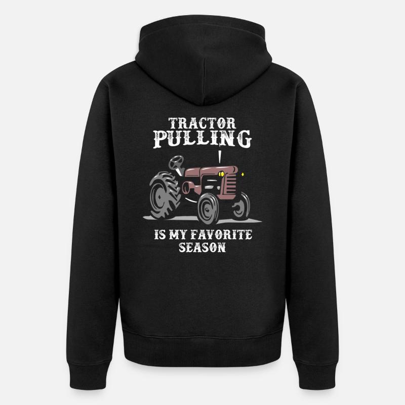 tractor pulling, tractor pulling tractor, pulling, - Unisex Premium Organic Zip Hoodie - black