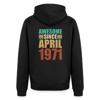 Avril 1971 - Veste à capuche bio Premium Unisexe - noir - Dos - Nico (187cm)