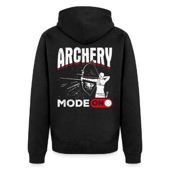 Archery Mode Bogenschütze Bogenschießen Schießspor - Unisex Premium Bio Zip Hoodie - Schwarz - Hinten - Nico (187cm)