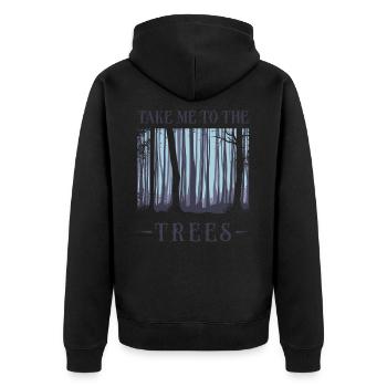Baum, Baum Wald, Natur, - Unisex Premium Bio Zip Hoodie - Schwarz - Hinten - Nico (187cm)