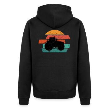 Tractor Farmer Trecker Farm Farm Farm Farm Yard - Unisex Premium Organic Zip Hoodie - black - Back - Nico (187cm)