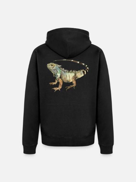 iguana - Unisex Premium Organic Zip Hoodie - black