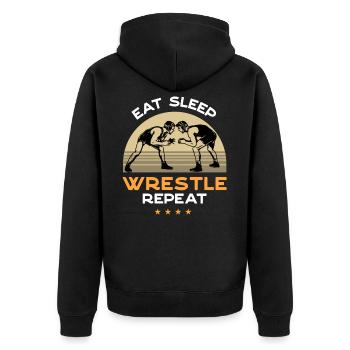 Ringen, Ringen griechisch römischer Stil, Ringer, - Unisex Premium Bio Zip Hoodie - Schwarz - Hinten - Nico (187cm)