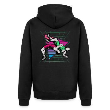 Ringen, Ringen Ringer, 2021, - Unisex Premium Bio Zip Hoodie - Schwarz - Hinten - Nico (187cm)