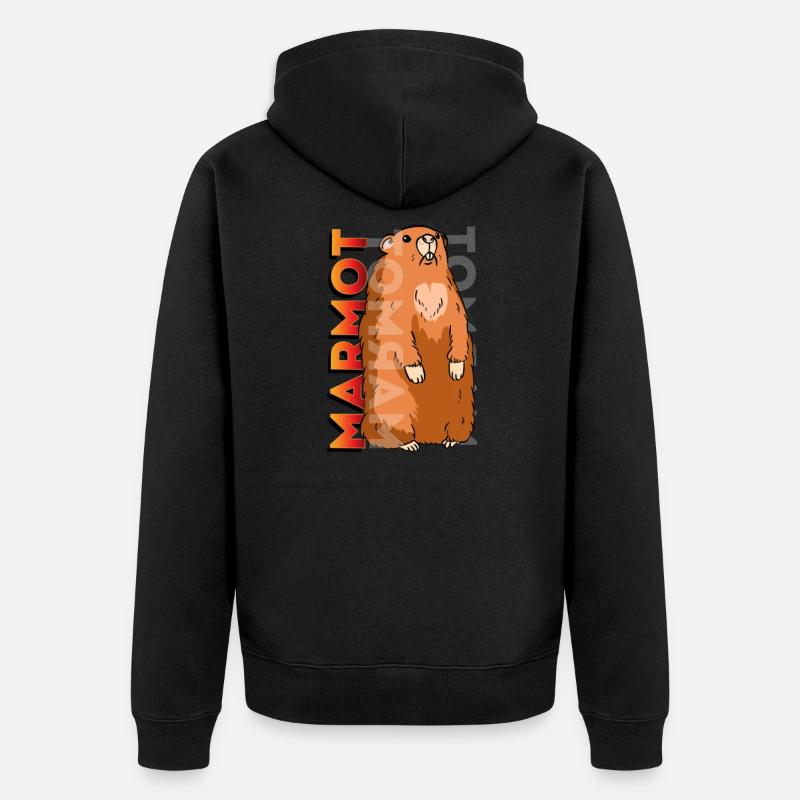 marmot, marmot groundhog, squirrel, - Veste à capuche bio Premium Unisexe - noir