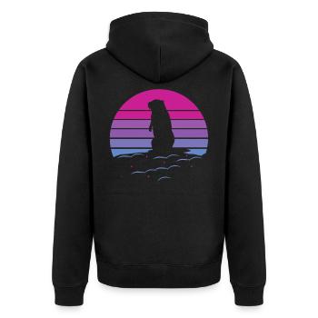marmot, marmot animal, rodent, - Unisex Premium Organic Zip Hoodie - black - Back - Nico (187cm)