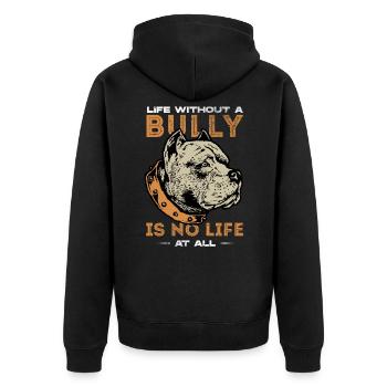 american bully, american bully pitbull mom, bull, - Unisex Premium Organic Zip Hoodie - black - Back - Nico (187cm)