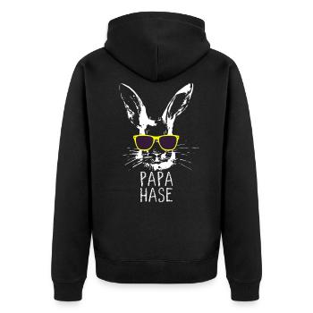 Papa Hase Ostern Osterhase Partnerlook Oster Gesch - Unisex Premium Bio Zip Hoodie - Schwarz - Hinten - Nico (187cm)