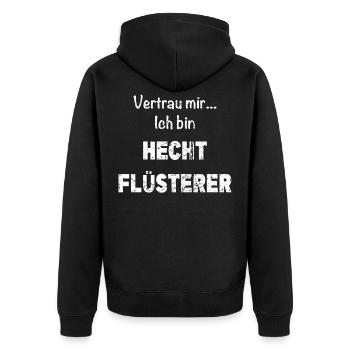Hecht Angeln Angler Pike - Unisex Premium Bio Zip Hoodie - Schwarz - Hinten - Nico (187cm)