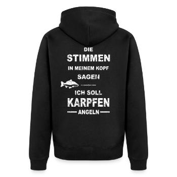 Karpfen Angler Karpfen angeln Fisch - Unisex Premium Bio Zip Hoodie - Schwarz - Hinten - Nico (187cm)
