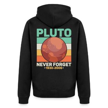 Pluto Never Forget Science Space Retro - Unisex Premium Organic Zip Hoodie - black - Back - Nico (187cm)