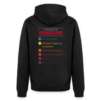 tech, tech tech support, geek, - Unisex Premium Bio Zip Hoodie - Schwarz - Hinten - Nico (187cm)