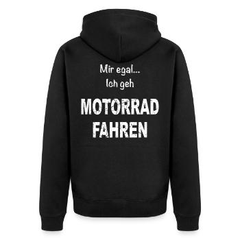 Motorrad Biker Motorräder Cross - Unisex Premium Bio Zip Hoodie - Schwarz - Hinten - Nico (187cm)