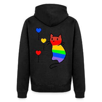 Cat Cats Kitten LGBT Rainbow Flag Love - Unisex Premium Organic Zip Hoodie - black - Back - Nico (187cm)